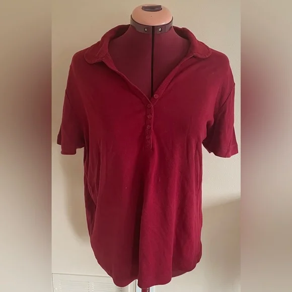 Women's Red Polo Shirt 100% COTTON - Picture 1 of 5